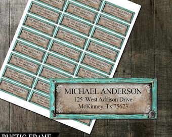 Rustic Turquoise Frame Address Labels DIY Avery Labels for Printing Yourself Country Rustic Wedding Return Address Labels Digital File