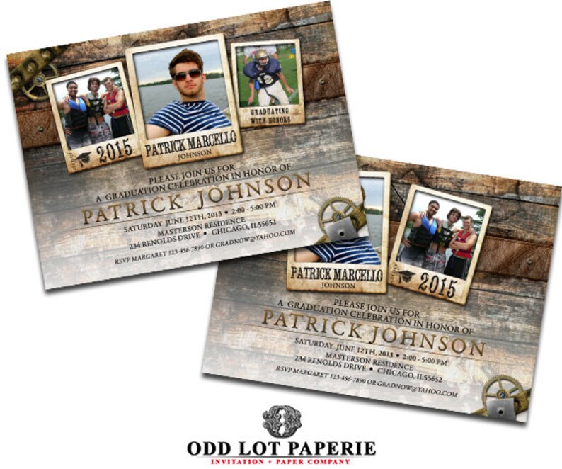 Graduation Invitation for Senior Guys Metal and Wood Etsy