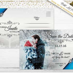 Dezembro salve a data, inverno, país das maravilhas, anúncio de casamento, arquivo digital imprimível ou impresso, salve a data, cartão postal, flocos de neve, elegante