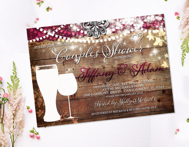Couples Shower Rustic Bridal Shower Invitation Vineyard Etsy
