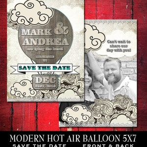 Hot Air Balloon Wedding Invitation, Hot Air Balloon Save the Date Invitation, Printable Wedding Invitation, Adventurer, Up Up and Away