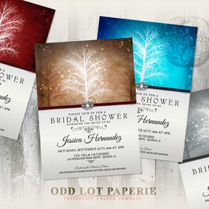 Winter Wonderland Bridal Shower Invitation, Printable Invitation , Printable Digital file, Trees and Snowflakes, Various Colors, DIY Invite