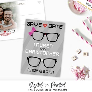 Cartão postal para salvar a data de casamento, casamento geek, casamento nerd, óculos geek para salvar a data, arquivo digital impresso ou imprimível, computador de 8 bits