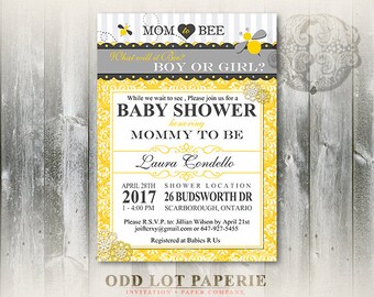 Bee Baby Shower Invitation Printable Mommy to Bee Invitations FREE Back ...
