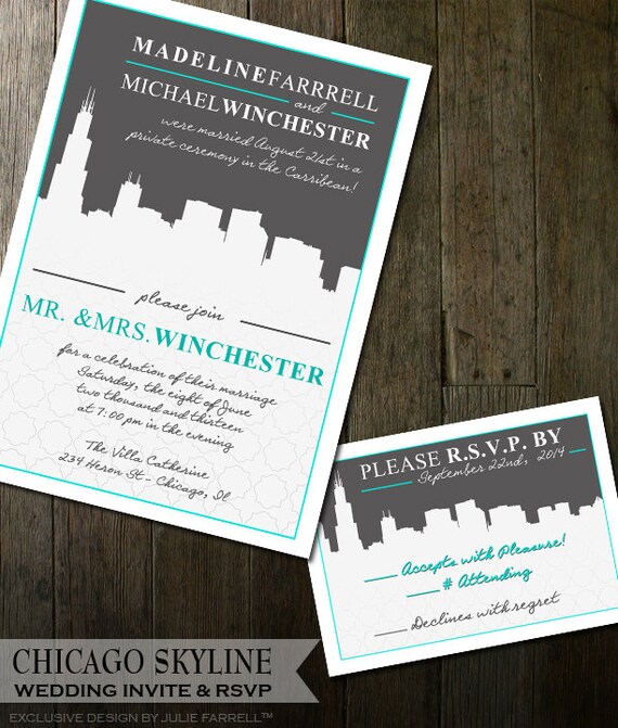 Destination Wedding Invitation Cityscape Wedding Invitation