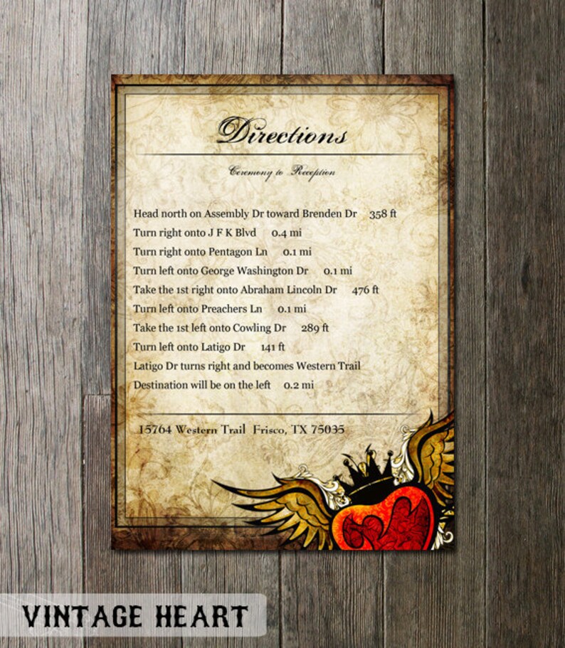 Tattoo Winged Heart Wedding Invitation DIY Wedding - Etsy