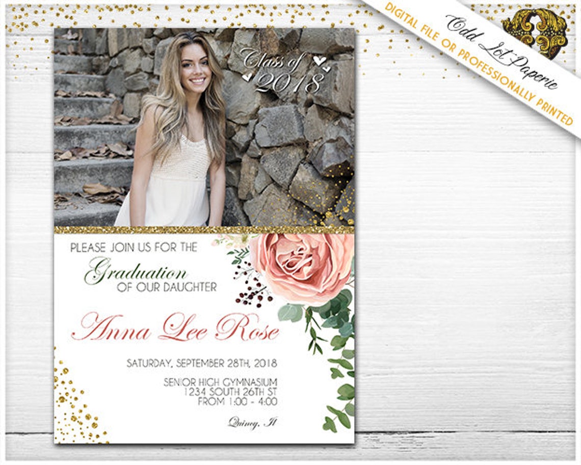 Boho Graduation Party Invitation Bohemian Floral Floral Etsy