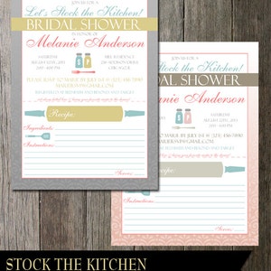 Nuptiale de douche Stock l’Invitation de cuisine | Cuisine |  Fun moderne avec les ustensiles | DIY invitation imprimable numérique