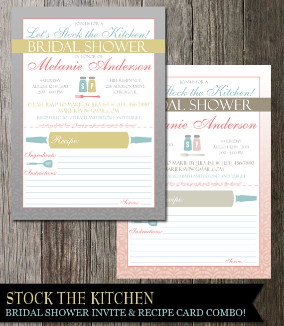 Bridal Shower Stock the Kitchen Invitation | Kitchen | Modern Fun with utensils | DIY Digital Printable Invite Il_570xn