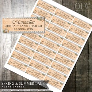 Rustic Lace Address Labels DIY Avery Labels for Printing Yourself ...