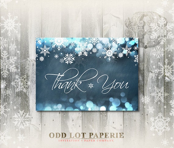 Snowflake Thank you Cards, Winter Wonderland, Chalkboard thank you, Printable thank you cards, Rustic Thank You Cards, DIY Greeting Card Il_570xn