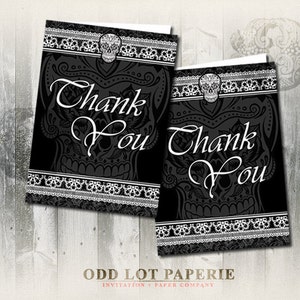Sugar Skull Thank You Card, Black and White Thank You, Day of the Dead, Dia de los Muertos, DIY Sugar Skull Thank You, INSTANT DOWNLOAD