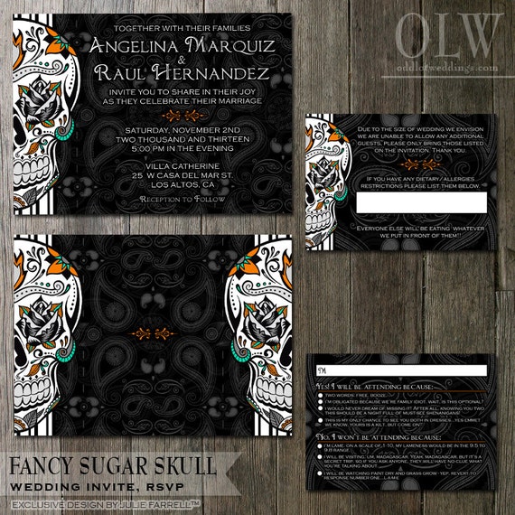 Skull Wedding Invitation Halloween Wedding Set Gothic Wedding