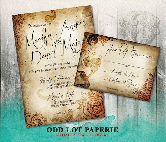 Mermaid Wedding Invitation Nautical Under the Sea Wedding Invitation Offbeat Wedding Invitation DIY Printable Wedding Invitation Suite Il_570xn