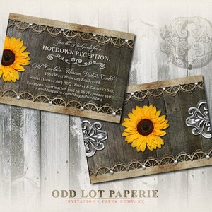 Cartão rústico da recepção de casamento do girassol - convite imprimível da recepção - convite rústico do casamento | Casamento no campo