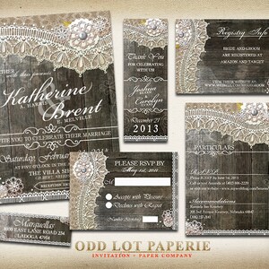 Rustic Lace Wedding Invitation package, Rustic Wedding, Country Wedding,  Digital Invitation, Country Rustic Stationery, DIY printable