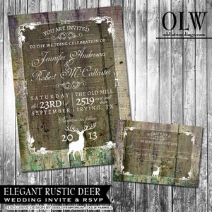 Suite d’invitation de mariage rustique - Cerf, Bois, Automne, Chasseur - Invitation numérique, carte RSVP