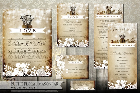 Mason Jar Wedding Invitation Fall Wedding Invitation Autumn Wedding Invitation Mason Jar Invitation Rustic Wedding DIY Wedding Il_570xn