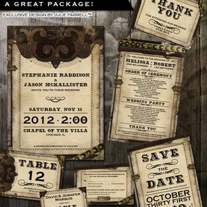 Steampunk victorien simili cuir mariage Invitation-A grand paquet