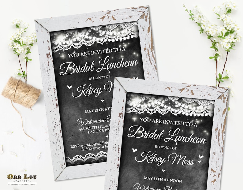 Rustic Chic Bridal Shower Invite Rustic Invitation Chalkboard and Lace DIY Invite Chic Wedding DIY Printable Invitation Bridal Shower