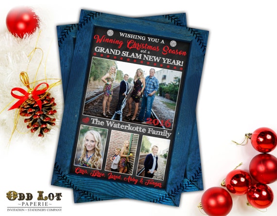 Printable Christmas Cards, Baseball Themed Christmas Card, Photo Christmas Cards, Chalkboard, Sport Team, DIY Rustic Digital Holiday Card Il_570xn