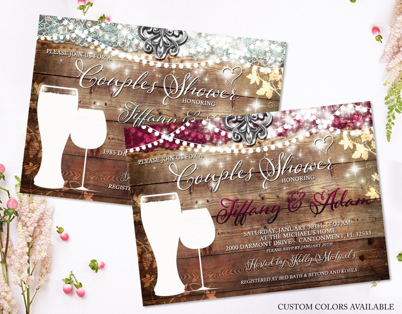 Couples Shower Rustic Bridal Shower Invitation Vineyard Etsy