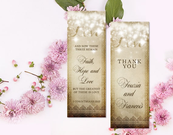 Printable Wedding Favor Fancy Rustic Bookmarks, Wedding bookmark Favor, Custom Bookmark Favor, Bridal Shower Bookmark favor, Thank you favor Il_570xn