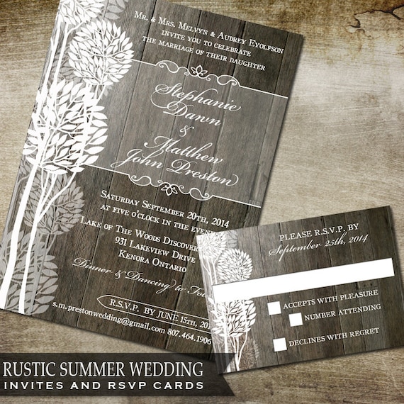 Rustic Summer Wedding Trees - Rustic floral invite and rsvp great for spring or summer wedding Il_570xn