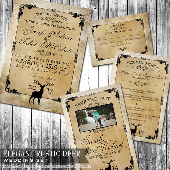 Rustic Wedding Invitation Deer Wedding Invitation Printable