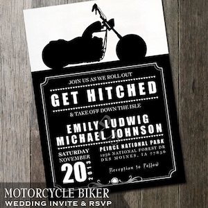 Biker Motorcycle Wedding Uitnodiging DIY Afdrukbare Digitale Uitnodigingskaart voor uw bruiloft of ELK evenement