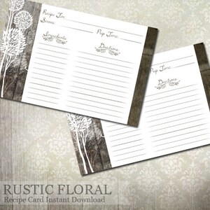 Tarjetas de recetas de ducha de novia de madera rústica ? Digital imprimible ? Tarjetas de recetas de ducha de novia ? Tarjetas imprimibles de ducha nupcial DIY