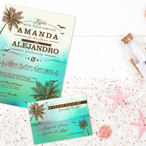 Tropical Beach Wedding Invitation Set: Printable Destination Invite (DIY)