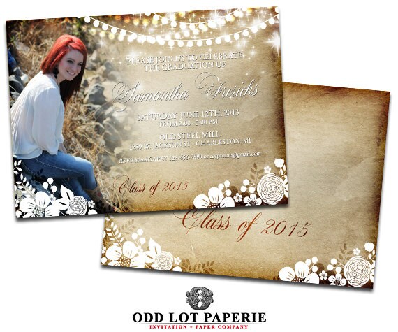Rustic Graduation Invitation, Graduation Photo Invitation, Vintage Graduation Announcement, Class of 2016, DIY Graduation Printable Il_570xn