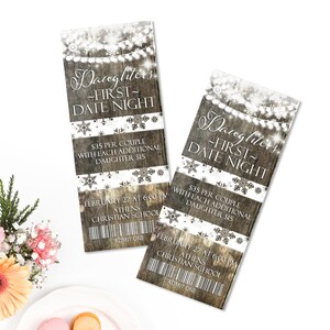 Ticket Invitation, Rustic Winter Invite, Winter Wonderland Lights and snowflakes, Daddy daughter Dance Ticket, , Entry Ticket, Party Ticket image 4