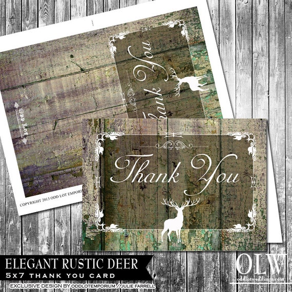 Rustic Deer Thank You Card, Rustic wedding Thank You Cards, Printable Thank You Card, DIY Greeting Card, Mossy Oak, Woodland Wedding, Buck Il_570xn