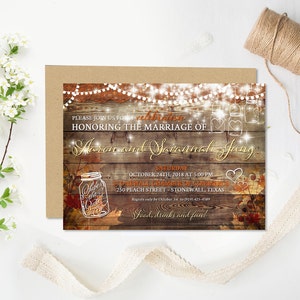 Rustic Fall Wedding Reception Invitation, Country Rustic Invite, Reception Only Invitation, Rustic Party Invitation Autumn Wedding Printable image 4