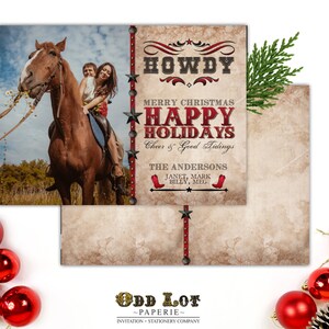 Rustikale Weihnachtskarte, druckbare Urlaub Gruß-Karte, Foto Weihnachtskarte, Country Western, Cowboy Weihnachten, digitale Druckvorlage