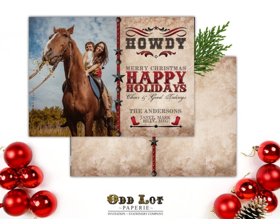 Rustic Christmas Card Printable Holiday Greeting Card Photo Christmas Card Country Western Cowboy Christmas Digital Printable Card By Odd Lot Paperie Catch My Party