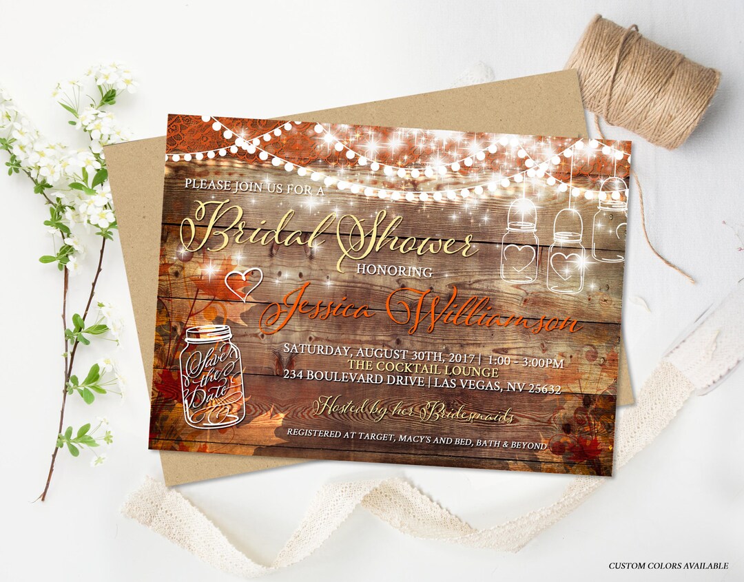 Rustic Fall Bridal Shower Invitation Rustic Wedding Shower Autumn Wedding Bridal Invite DIY