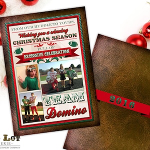 Tarjeta de Navidad de fútbol, tarjeta de Navidad imprimible, tarjeta de fotos, tarjetas de fotos de Navidad de fútbol, temática de fútbol, equipo deportivo, invitación imprimible