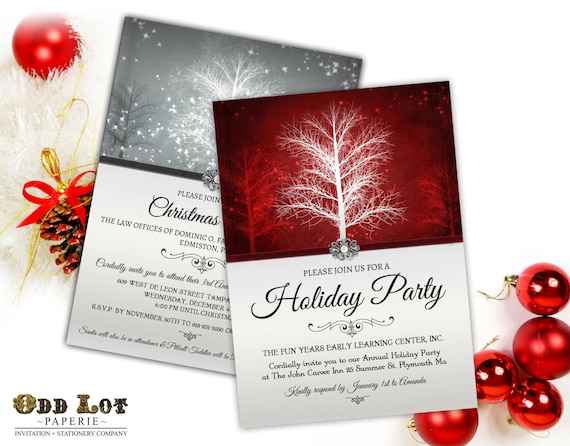 Winter Trees Printable Party Invitation Winter Invite Winter Wonderland Christmas Party Corporate Party Invite Printable Holiday party Il_570xn