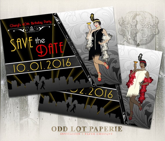 Gatsby Art Deco Invitation, Roaring 20's Birthday, Corporate Event Party, Flapper Girl, DIY Printable Invite, Great Gatsby, Art Deco Il_570xn