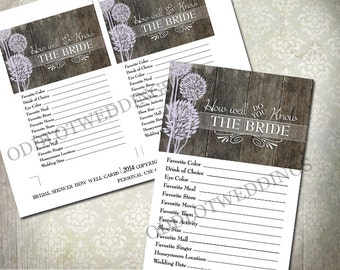 Bridal Shower Game - How well do you know the bride - Rustic Wood And Trees - INSTANT DOWNLOAD