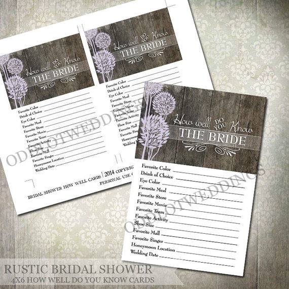 Bridal Shower Game - How well do you know the bride - Rustic Wood And Trees - INSTANT DOWNLOAD Il_570xn
