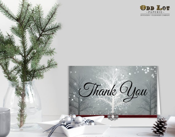 Christmas Thank You Cards Printable Greeting Cards Winter Wonderland Thanks with trees and snowflakes Holiday Thank You Cards DIY Printable Il_570xn