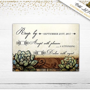 Rustic Succulent Wedding Invitation and RSVP Succulent Wedding Printable Invites Perfect for the spring or summer outdoor wedding image 5