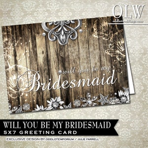 Rustic Bridesmaids Card-Werden Sie meine Brautjungfer sein-professionell bedruckte 5x7-Karte (flach) mit Umschlägen