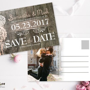 Save the Date - Rustico Floreale - Rustico Salva la Data - Fiore Salva la Data - Foto Salva la Data - Annuncio di Matrimonio - Legno Rustico
