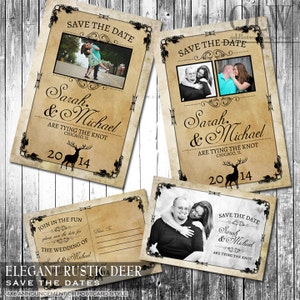 Kraft save the Date, Printable Save the Date, Buck Hunter Wedding, Deer Invite, Digital printable Rustic Wedding, DIY Invitation with Deer
