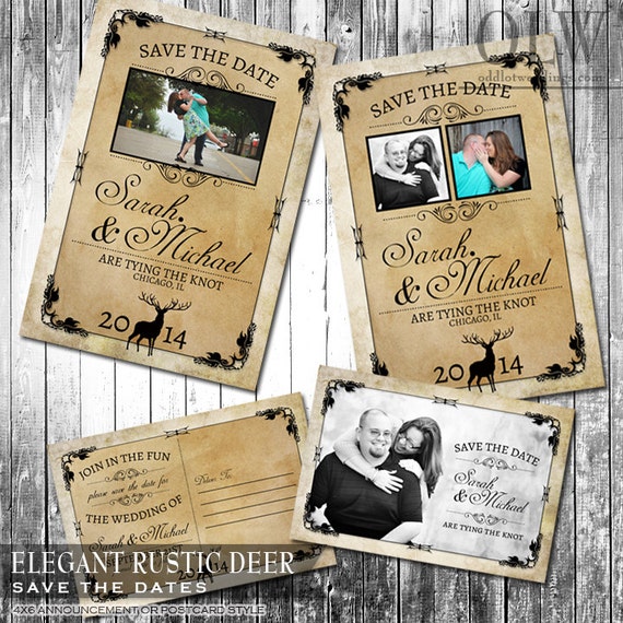 Kraft save the Date, Printable Save the Date, Buck Hunter Wedding, Deer Invite, Digital printable Rustic Wedding, DIY Invitation with Deer Il_570xn